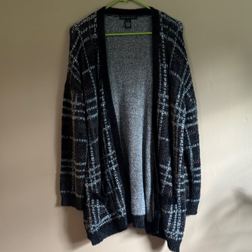 Joan Vass Super Soft Plaid Women's Cardigan